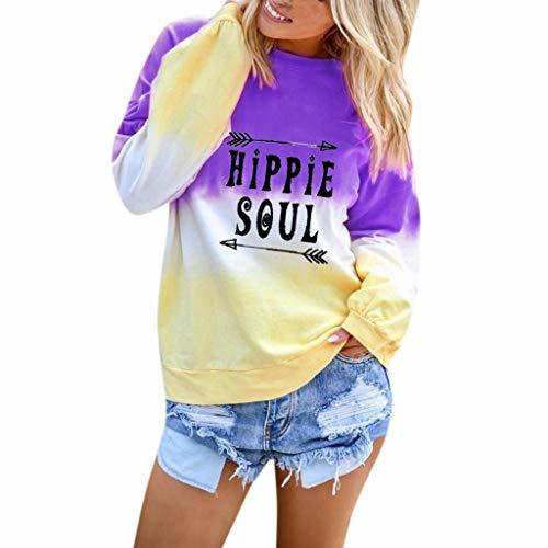 Product Sudadera Mujer 2019 Otoño Invierno SHOBDW Impresión De Cartas Hippie Soul Gradiente