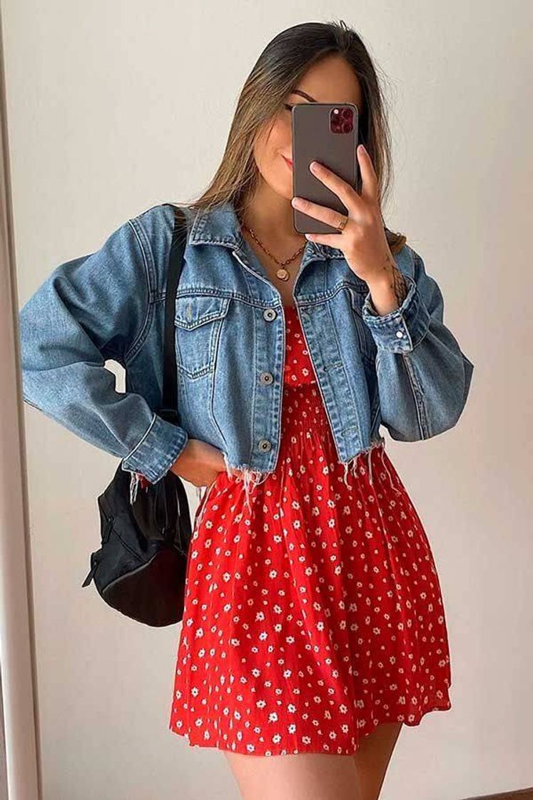 Moda Vestido bem básico com jaqueta jeans