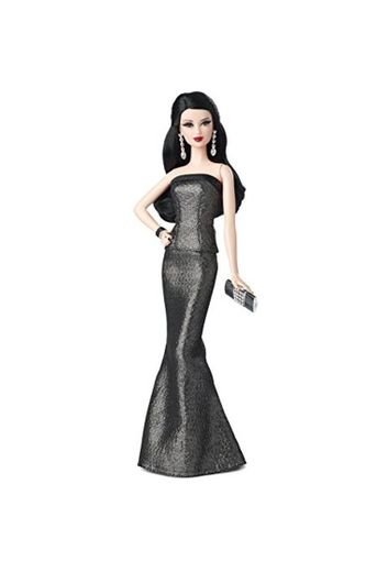 Barbie - Muñeca Look con Vestido, Color Gris y Negro