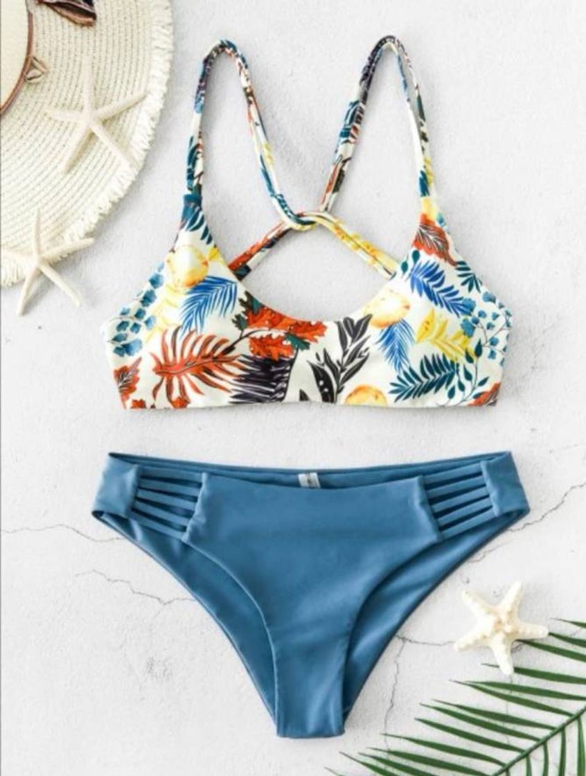 Fashion Zaful Leaf Print Strappy