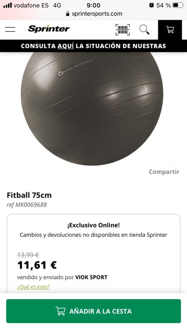 Producto Fitball para hacer abdominales