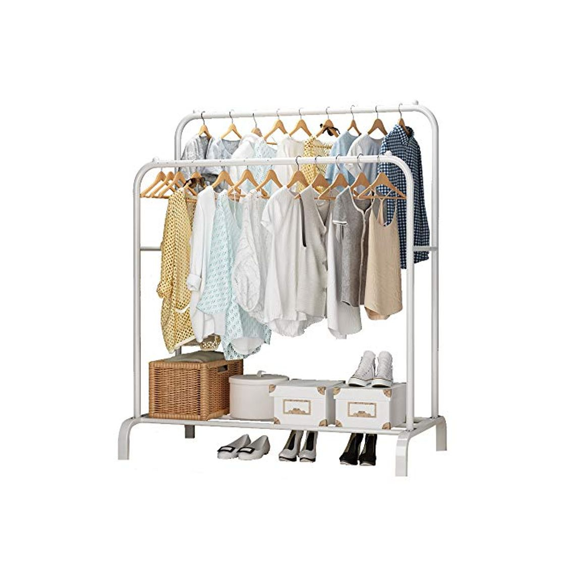 Social UDEAR Percheros Burro Perchas Independientes de Doble Varilla Estante para Ropa de