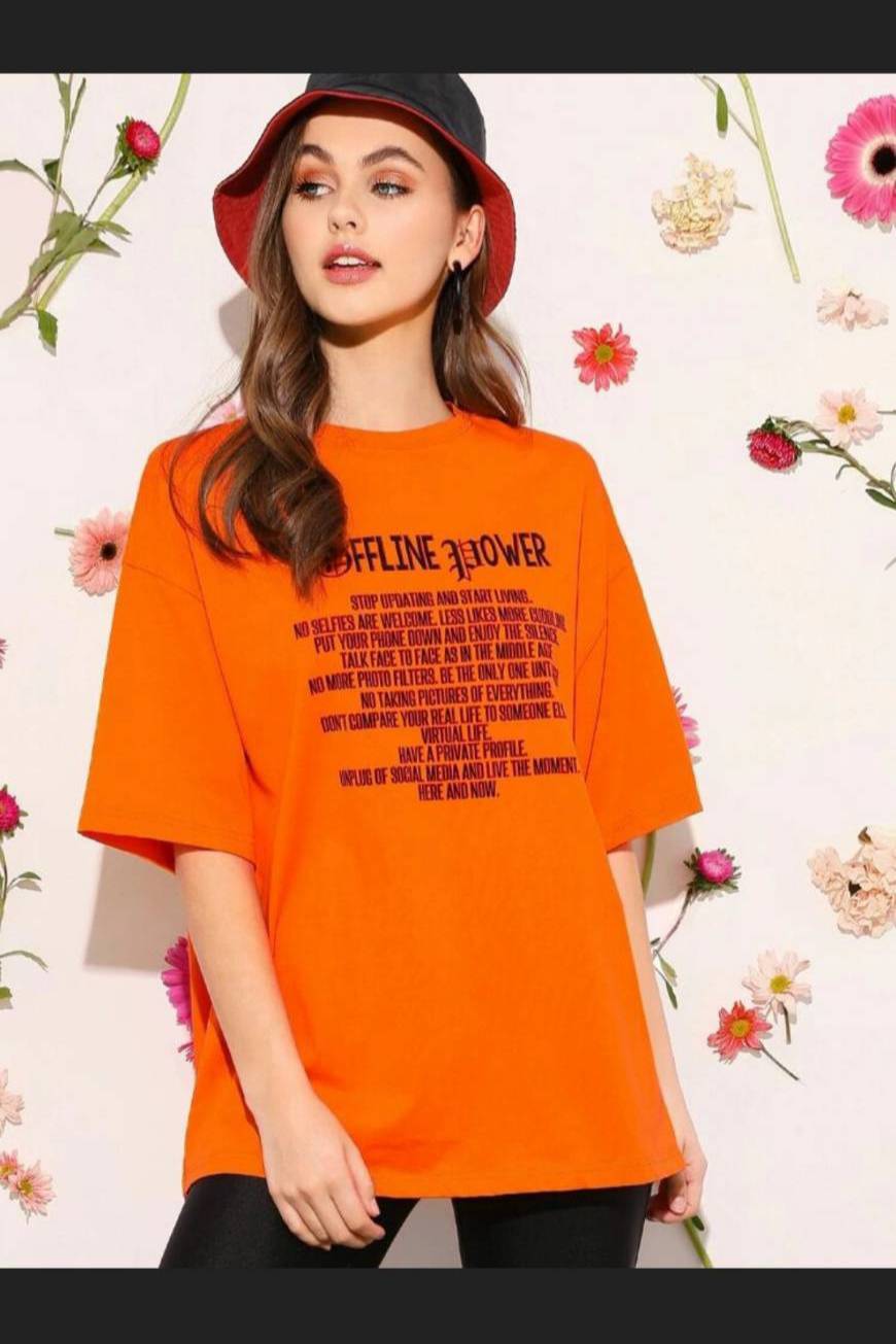 Moda Camiseta naranja neón