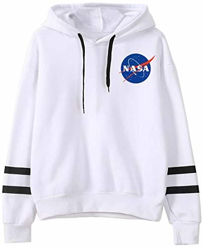 Social EMILYLE Mujer NASA Aeronautico Sudadera con Capucha Manga Larga Deportiva. M