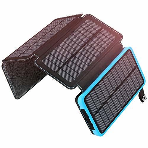 ADDTOP Cargador Solar Portátil 25000mAh Impermeable Power Bank con 4 Paneles Batería