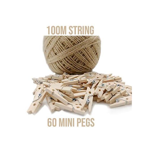 60 mini pinzas de madera