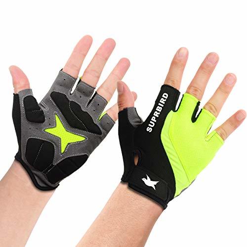 Social SUPRBIRD Guantes Ciclismo MTB Dedo Medio Guantes Hombre y Mujer - Guantes