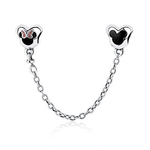 Heart of Cute Mouse Safety Chains 925 Sterling Silver Pandora & European