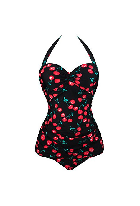 Angerella Traje de baño Monokinis Vintage 92s Pin Up Halter una Pieza