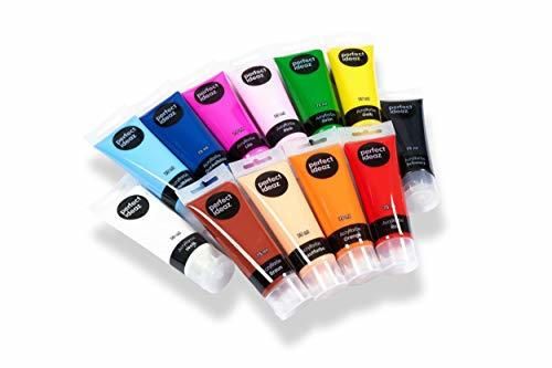 perfect ideaz Set de Pinturas acrílicas 12 x 75 ml