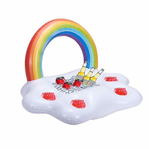 Productos MissGood Inflable Arco Iris Nube Holder Bebida Flotante Ensalada Ensalada Fruta Bar