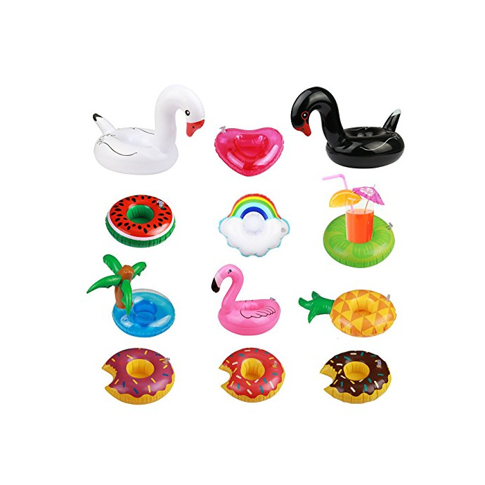 Productos SEELOK 12pcs Posavasos de Flotador Unicornio inflador Flamenco colchonetas y Juguetes hinchables