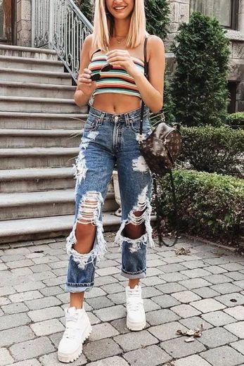 Women`S Celebrity Style Fashion Blue Low Rise Skinny Distressed Washed Stretch Denim Jeans For Women Ripped Pants L