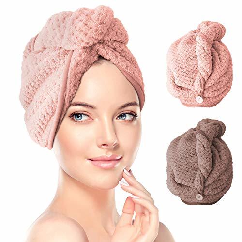 Product Toallas de Baño 2 pcs Turbante del Abrigo de Pelo Secado Rápido