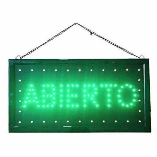 Letrero cartel Panel LED abierto DOS boton encender luz luminoso señal LED