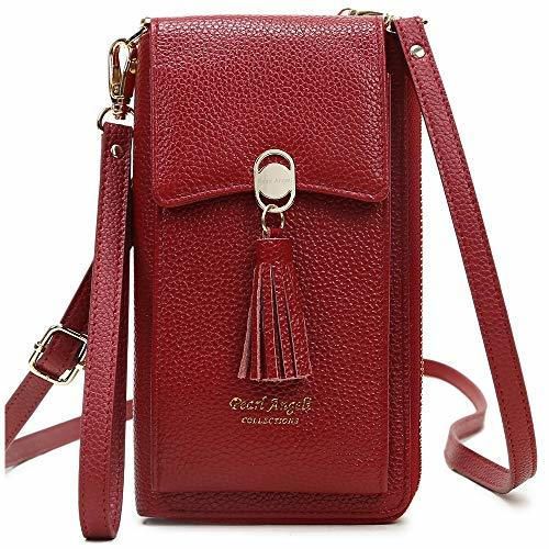 Pearl Angeli Cartera de Cuero Genuino para Celular Monedero para Mujer Monedero