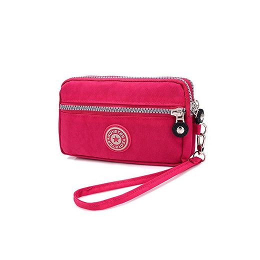 Mujeres Cartera Adaptador Capas Cremallera Bolso Impermeable Nylon Pulsera Bolsa Embrague Bolso