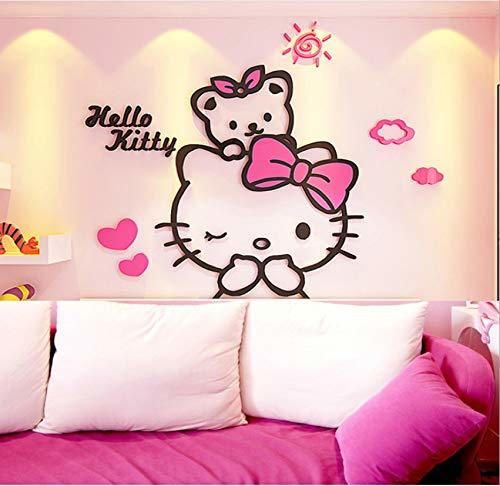 Cartoon Hellokitty Cat Estéreo Pegatinas De Pared Pegatinas Dormitorio Sala De Niños