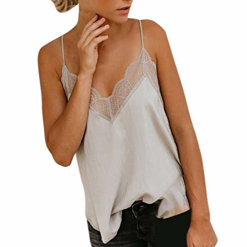 Product Camisola Mujer Seda Satín Color sólido Chaleco de Tiras Sin Mangas Blusa