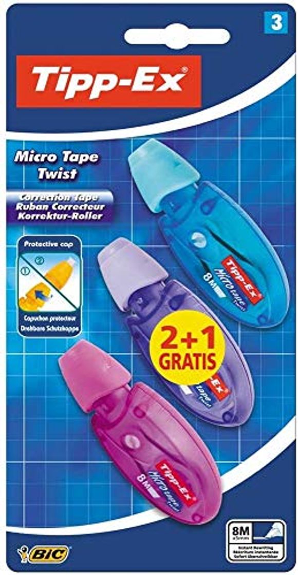 Producto BIC Tipp-Ex Micro Tape Twist - Blíster de 3 cintas correctoras de