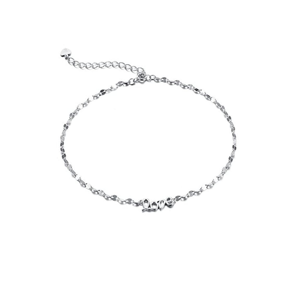 Producto Tobillera "Love" con Cadena y Colgante de Plata Esterlina 925