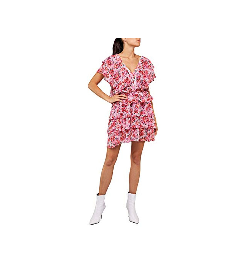 REPLAY Women's Floral Print Flared Mini Dress Pink in Size Small