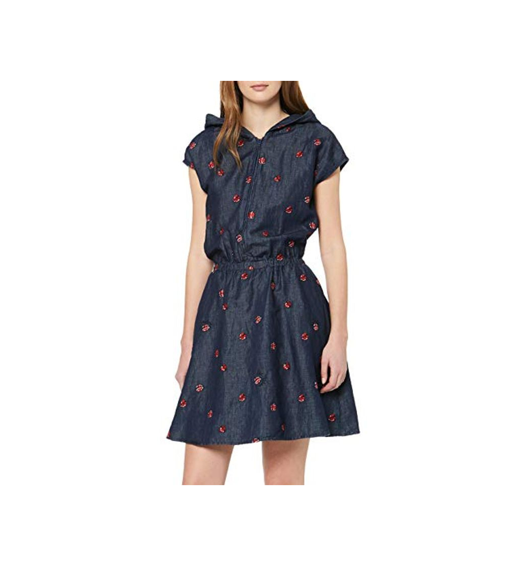 Love Moschino Embroidered Allover \"ladybirds\"_chambray Hooded Dress, vestido Mujer, Azul