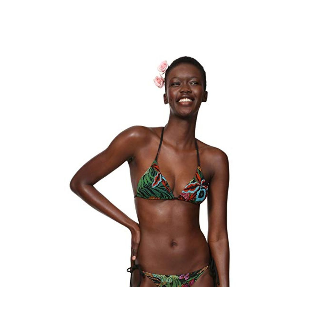 Desigual Swimwear Triangle Brenda Woman Black Tops de Bikini, Negro