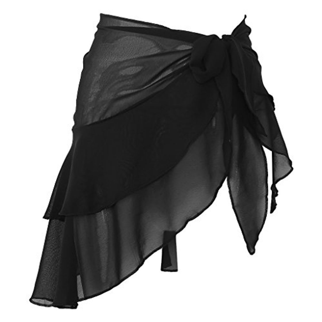 Products smallJUN Chiffon Beach Cover up Sarong Multi Wear Ruffle Swrap Traje de baño para Mujer Cover up Black