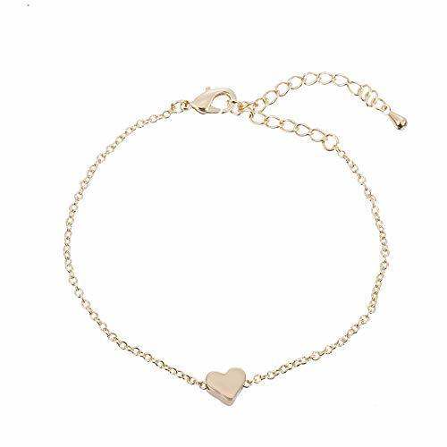 Social VHMKLOi Pulsera Duplo Coração Charme Pulseira de Ouro para As Mulheres Jóias