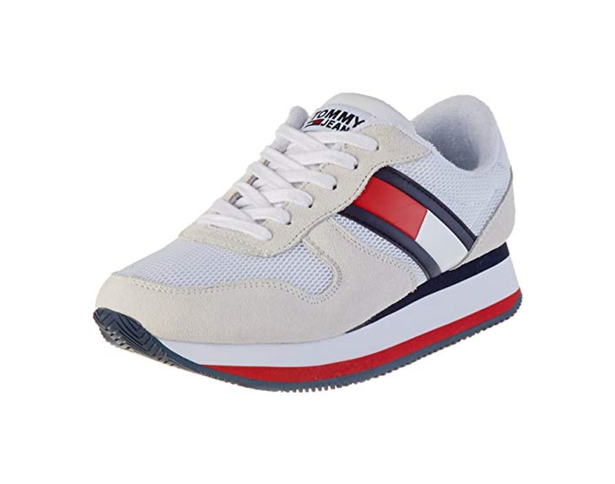 Fashion Tommy Hilfiger Flatform Runner Colour Sneaker, Zapatillas para Mujer, Rojo