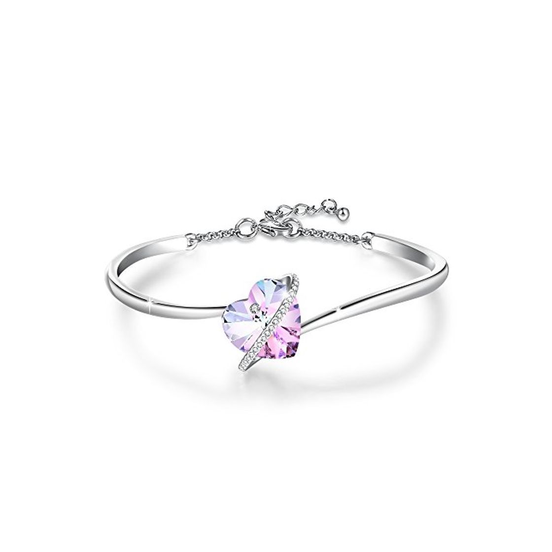 Social 7 Pulgadas Pulseras de Corazón Azul Púrpura Ajustable para Mujer Brazalete Pulseras