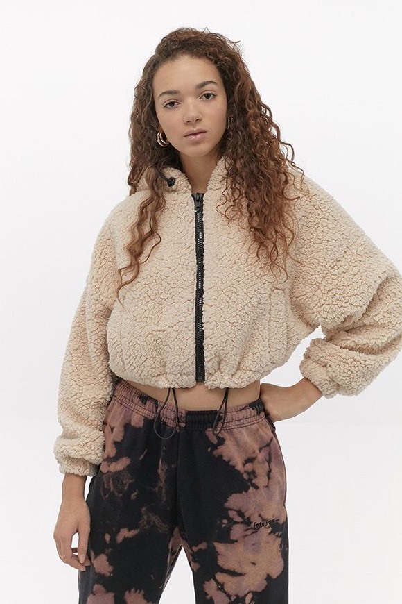 Fashion UO Cosy Hooded Crop Jacket