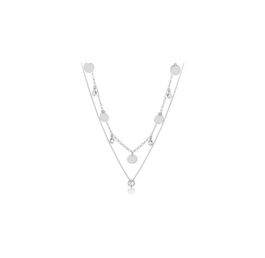 Social Colar duplo em ponto de luz folheado em ródio R$119