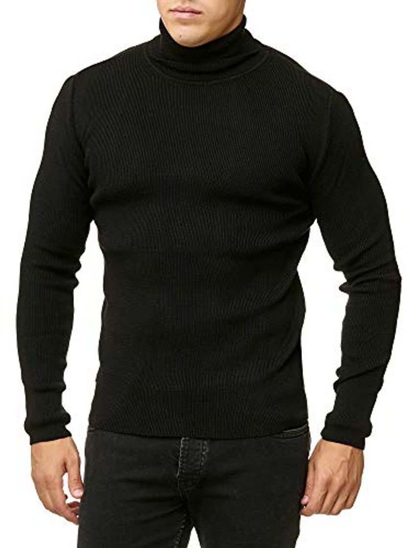 Fashion Red Bridge Suéter de Cuello Alto de Hombre Otoño Básico Business Moda Suave Pulóver Negro