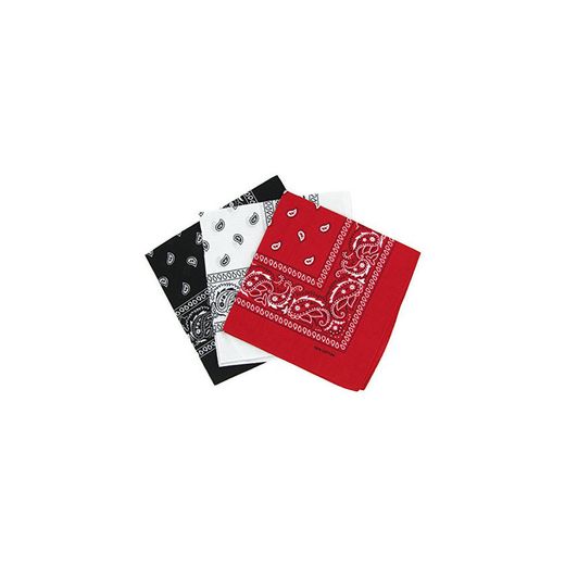 Bandanas paisley negro-blanco y rojo para hombre y mujer