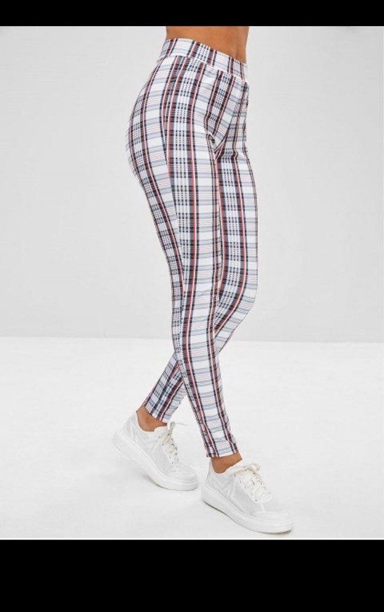 Fashion Pantalones A Cuadros Flacas