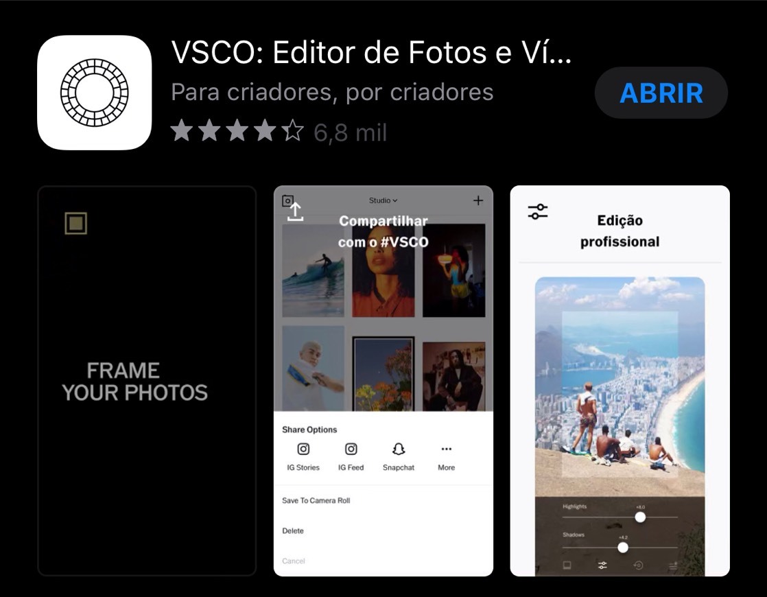 App VSCO: Editor de Fotos y Vídeos