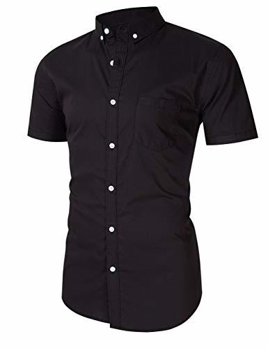 Product KUULEE Hombre Camisa Manga Larga Slim Fit Camisa Vaquera/Camisa a Cuadros Rejilla