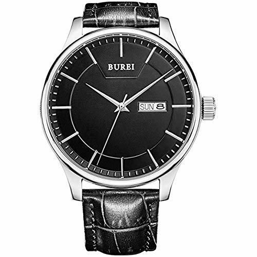 BUREI Men Watch Mens Precise Quartz Wristwatches with Day and Date Calendar