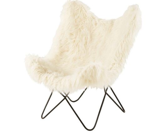 Sillón de imitación a piel marfil Grizzli | Maisons du Monde