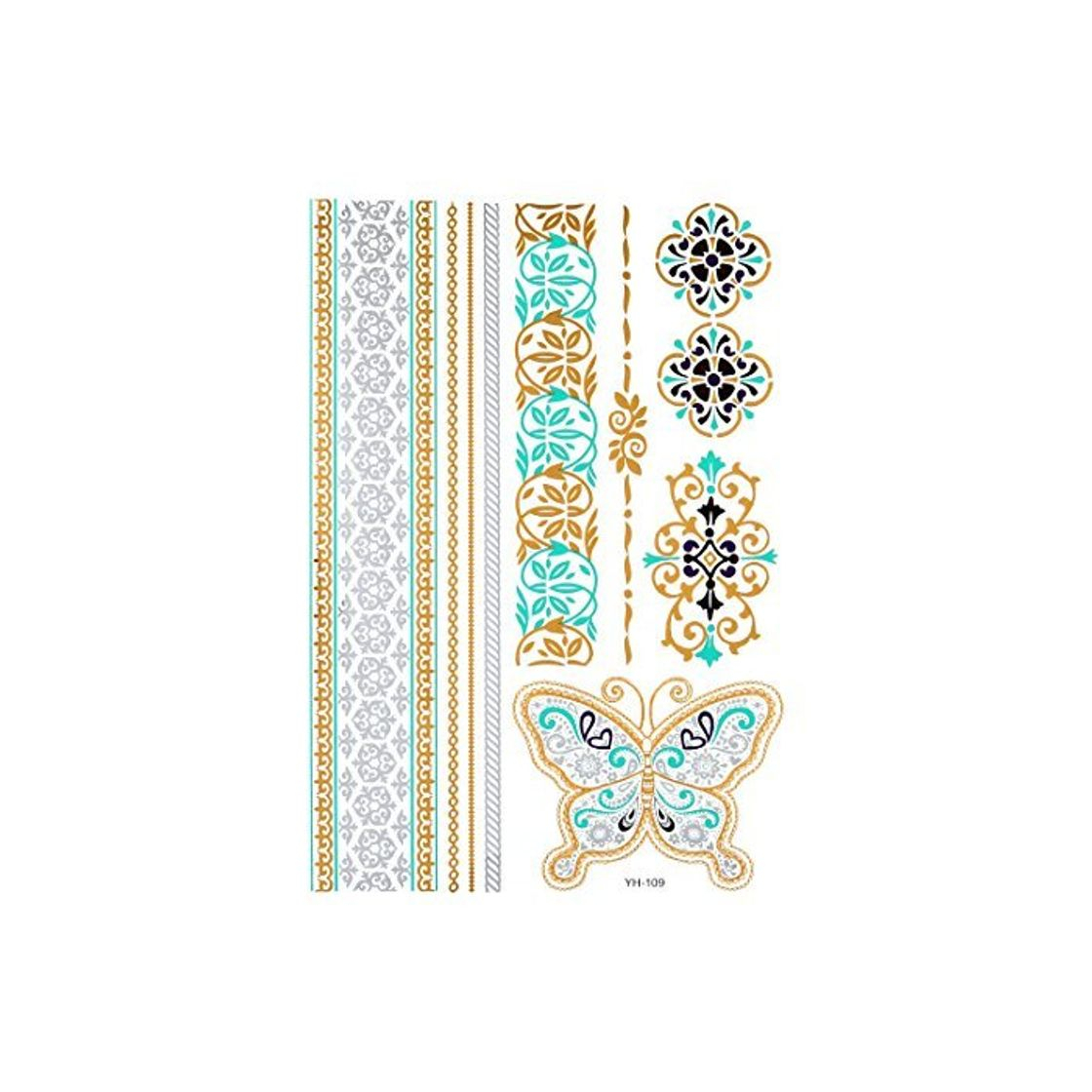 Social Tatuagem Temporária DealMux borboleta Lace Pattern Water Resistant Art Corpo etiqueta colorida