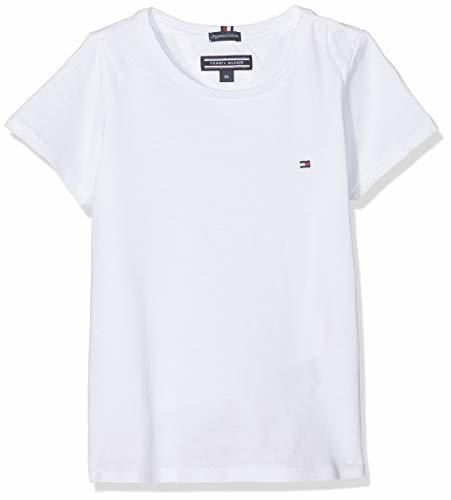 Tommy Hilfiger Girls Basic Cn Knit S/s Camiseta, Blanco
