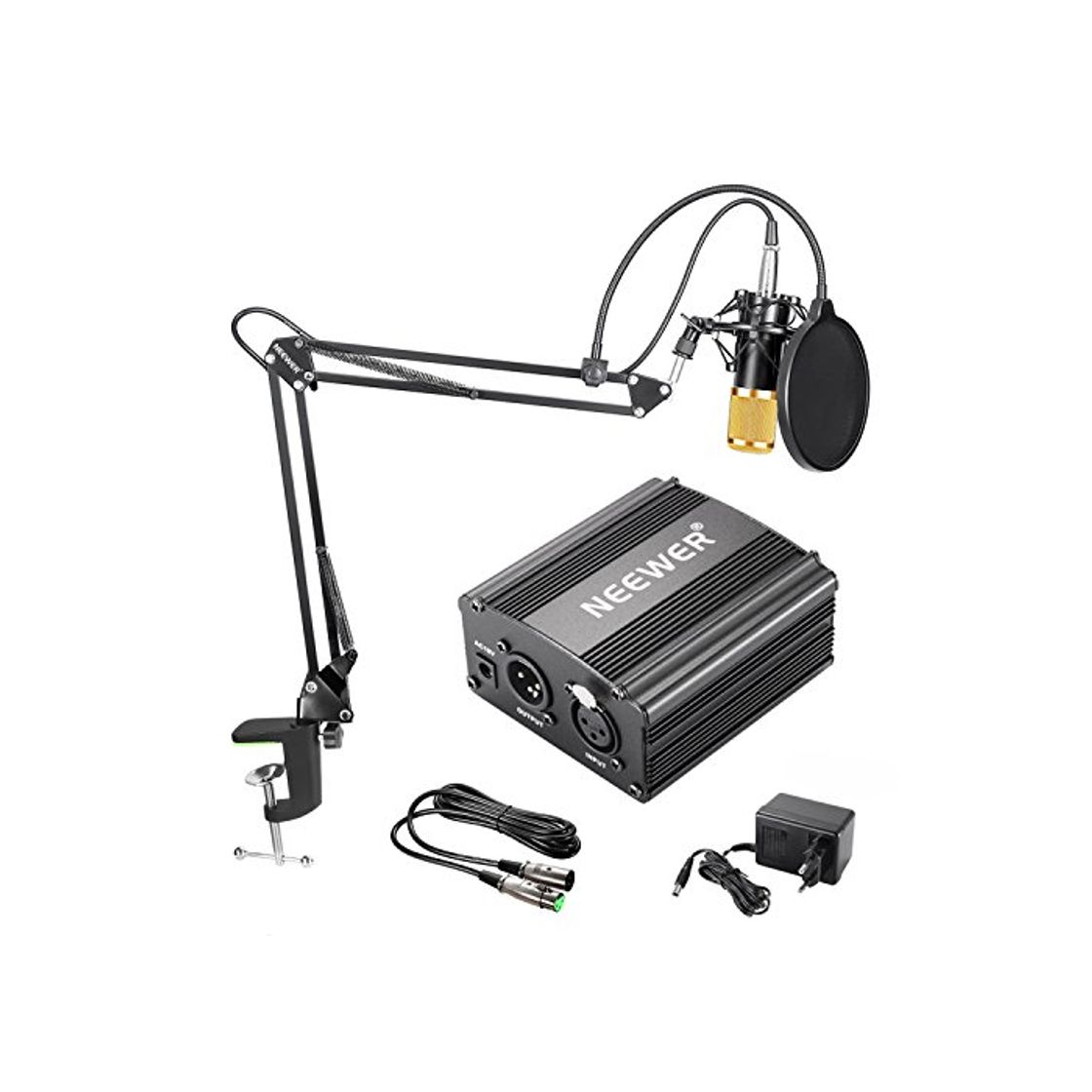 Social Neewer NW-800 Kit de Micrófono de Condensador de Oro - Fuente de