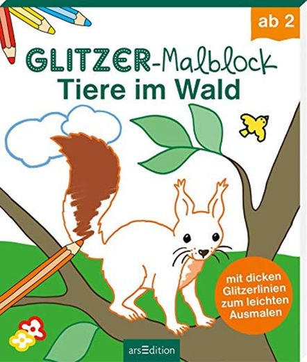 Glitzer-Malblock Tiere im Wald