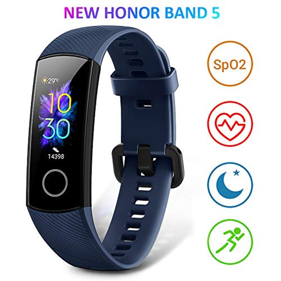 Social HONOR Band 5 Pulsera Actividad Inteligente Pulsera de Actividad con Pulsómetro Mujer