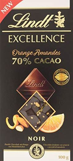 Tableta de chocolate negro Lindt Excellence 70% cacao Naranja y Almendra