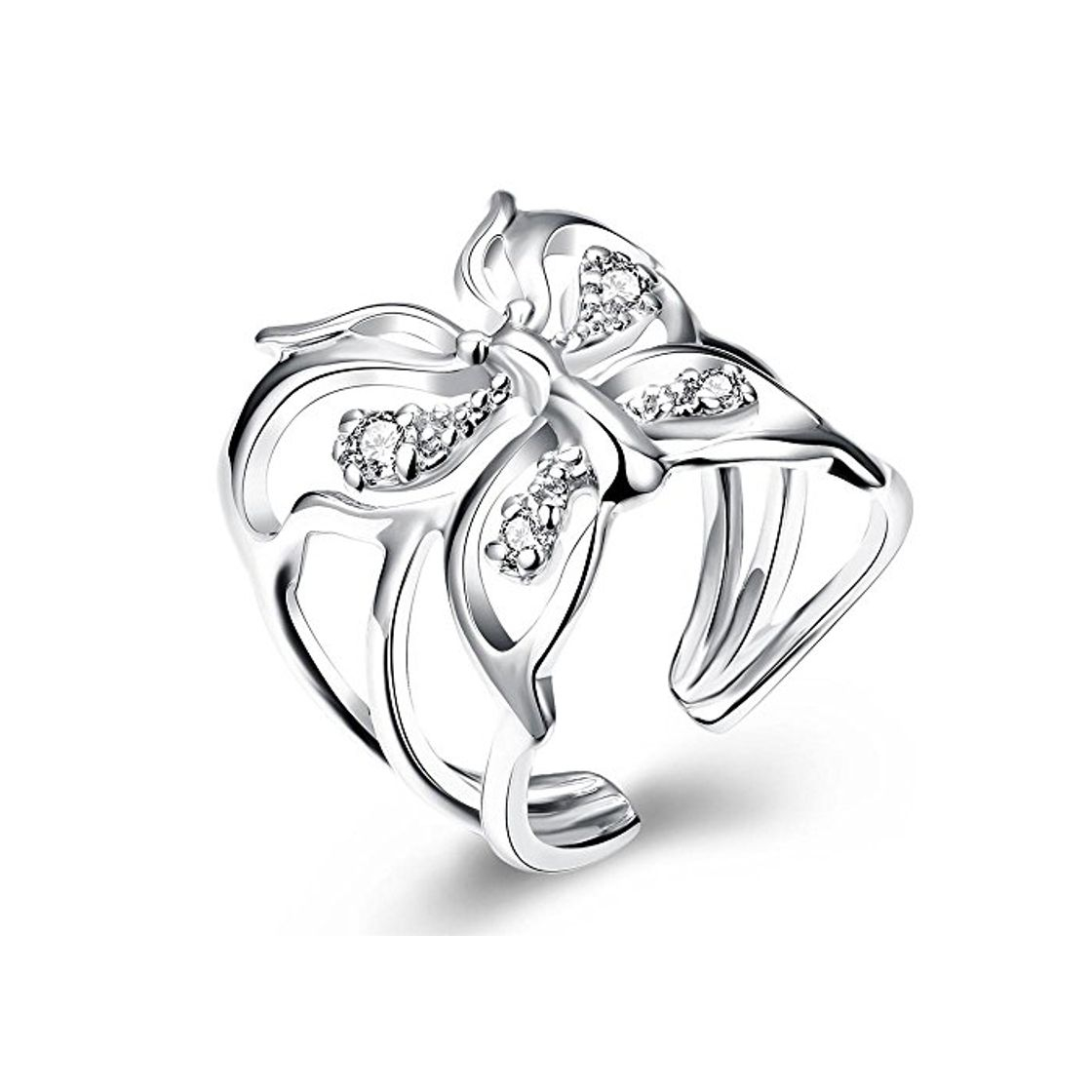 Moda MUATE Anillo de Mariposa Abierto Circón 925 Anillos de Plata esterlina para Mujer Anel Anillos Aneis Bague Anelli Love Regalo