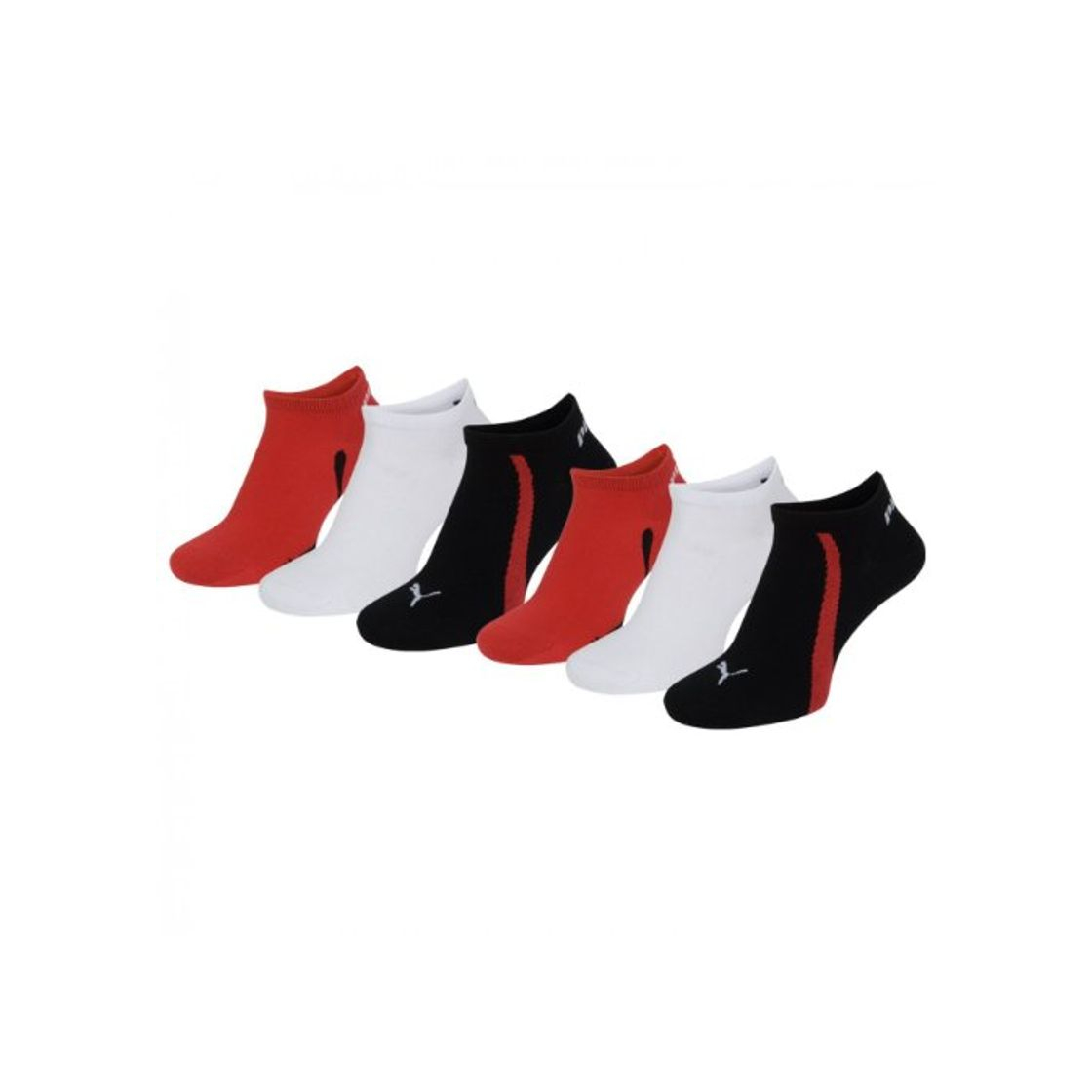 Moda Puma Unisex Ring Sneakers 201203001 - Calcetines Deportivos, Pack de 6 black-white-red