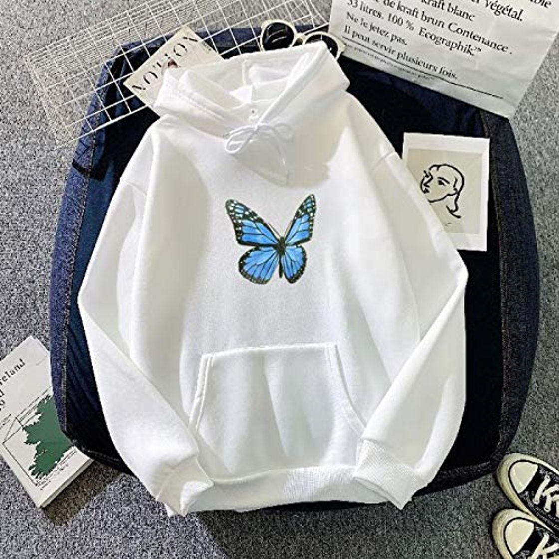 Fashion Sudaderas Hoodie Otoño Invierno Sudaderas con Capucha De Gran Tamaño Sudaderas con Capucha para Mujer Harajuku Estampado De Mariposas Sudade